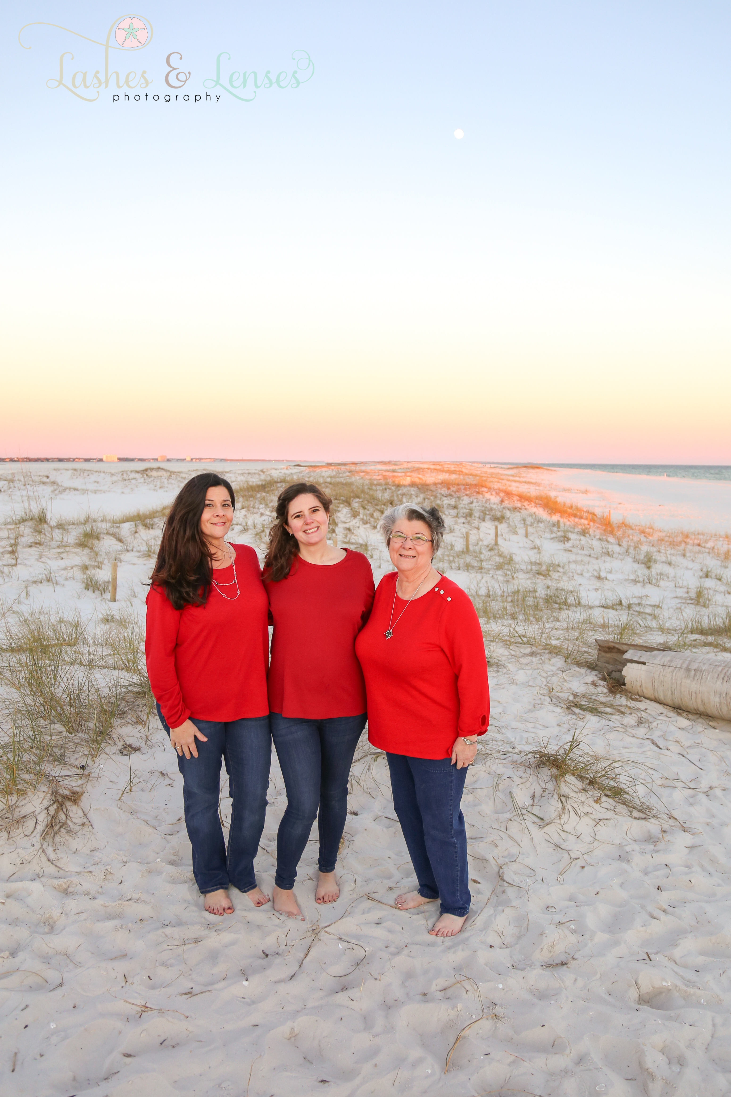 Three generations of moms on the beach at Johnsons Beach in Perdido Key